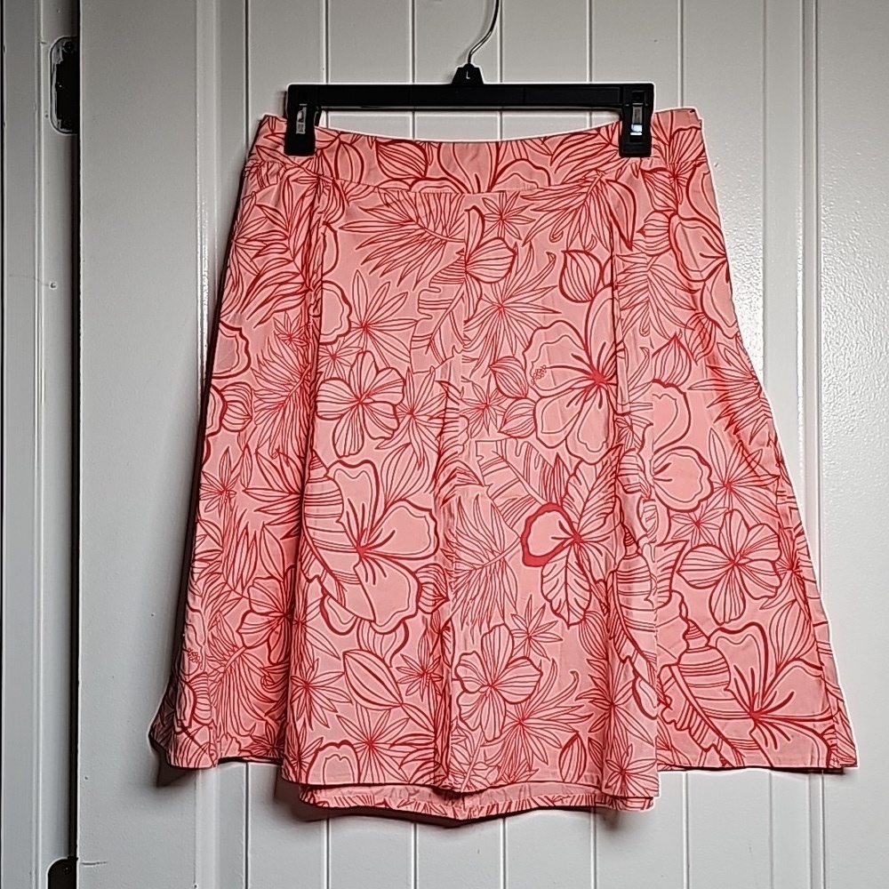 St. John's Bay 8P stretch pink floral skirt